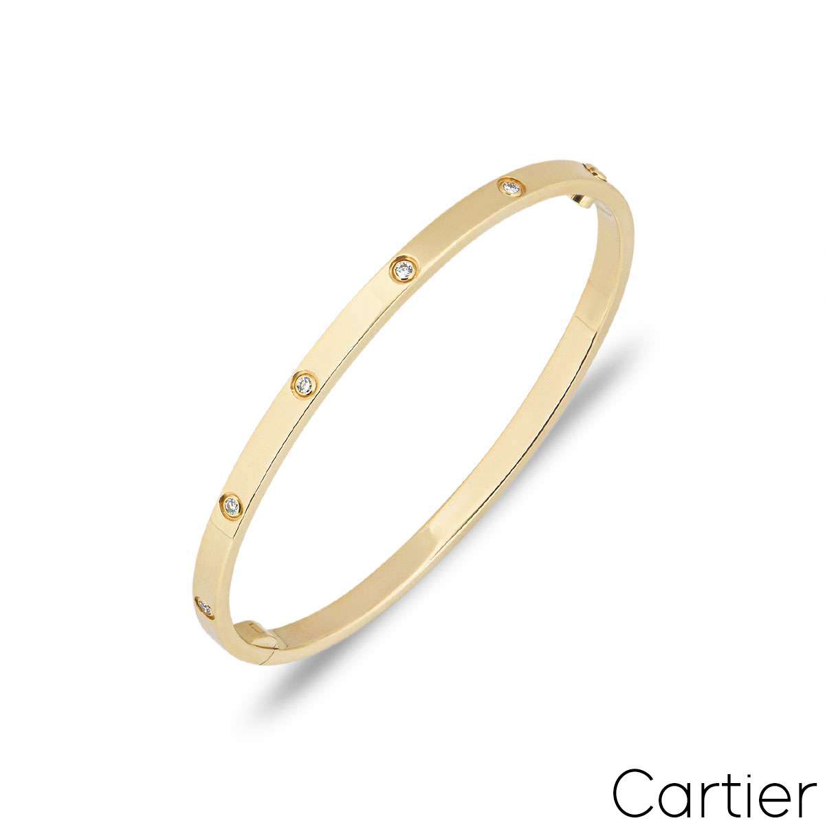 Cartier Yellow Gold Full Diamond Love Bracelet SM Size 18 B6047818